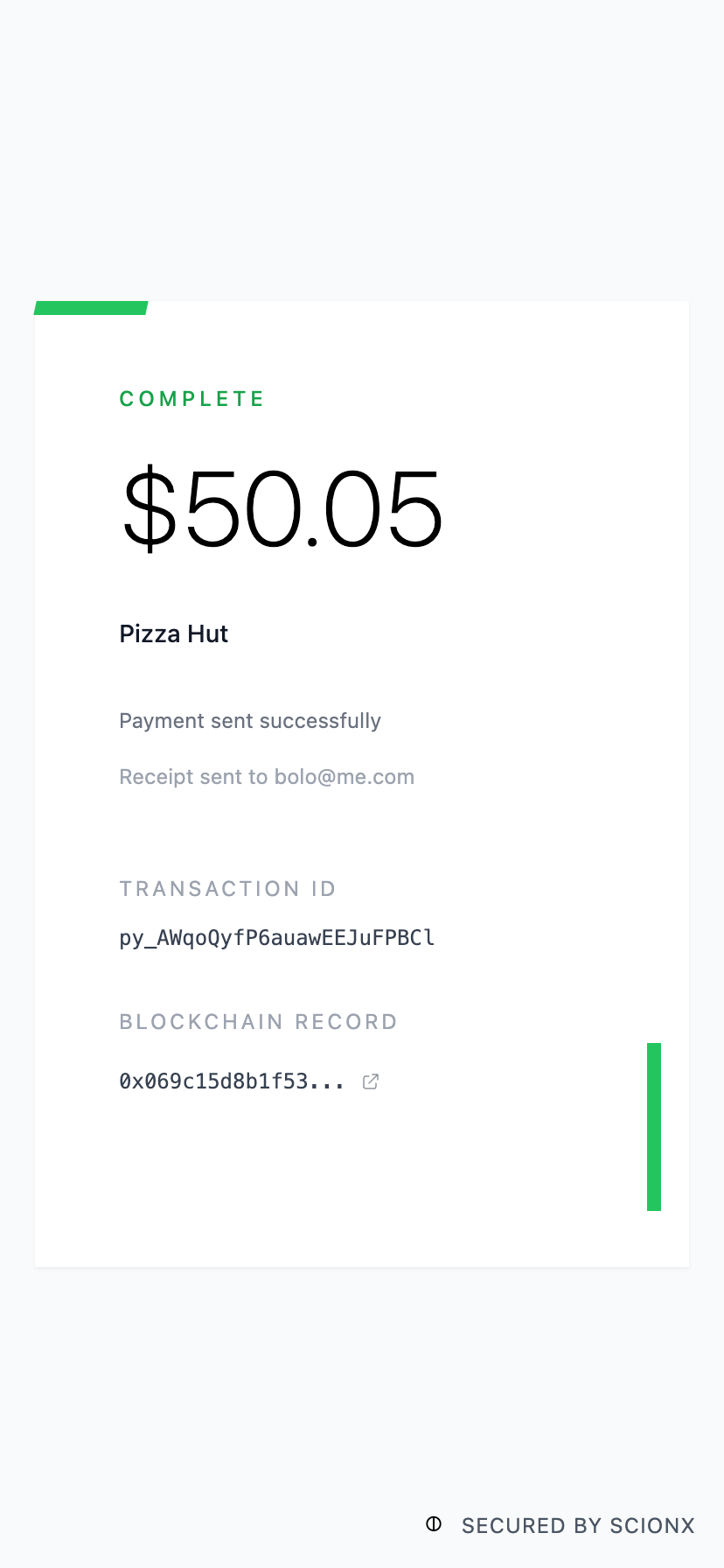 ScionX Payment Complete