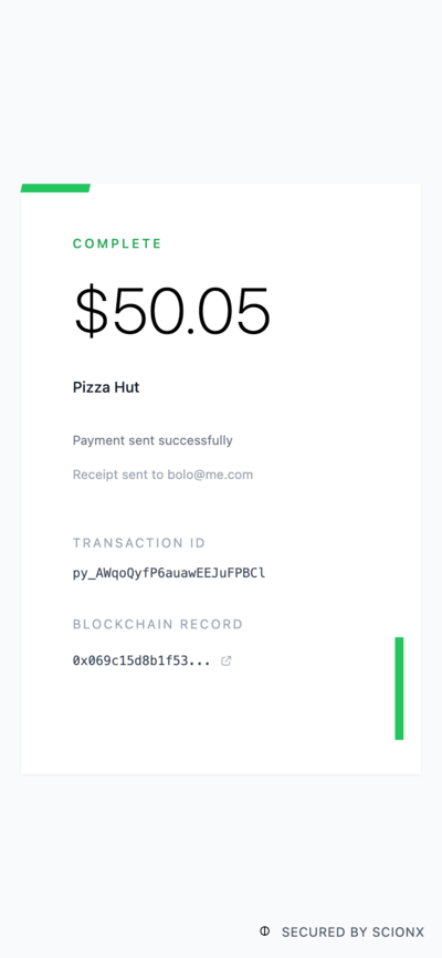 ScionX Payment Complete